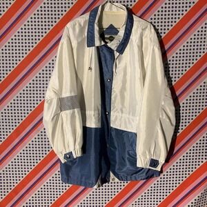Outbrook Vintage 90s Colorblock Windbreaker Jacket White Blue Mens Large